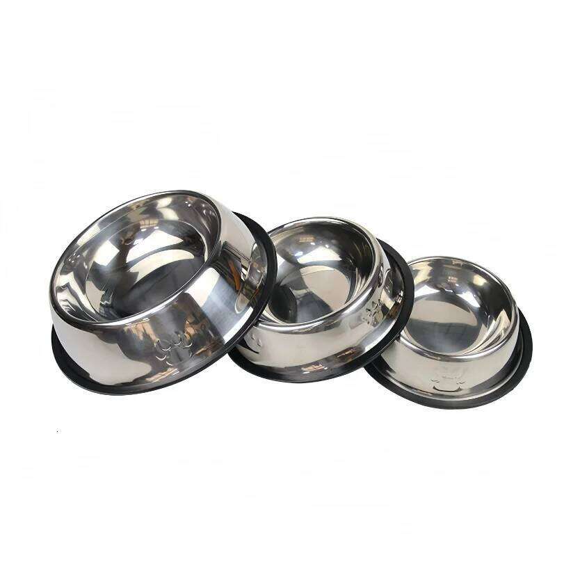 Stainless Steel Pet Feeding Cat and Dog Drinking Metal Feeder Bowl Durable Easy To Clean 6 Sizes 26W0330