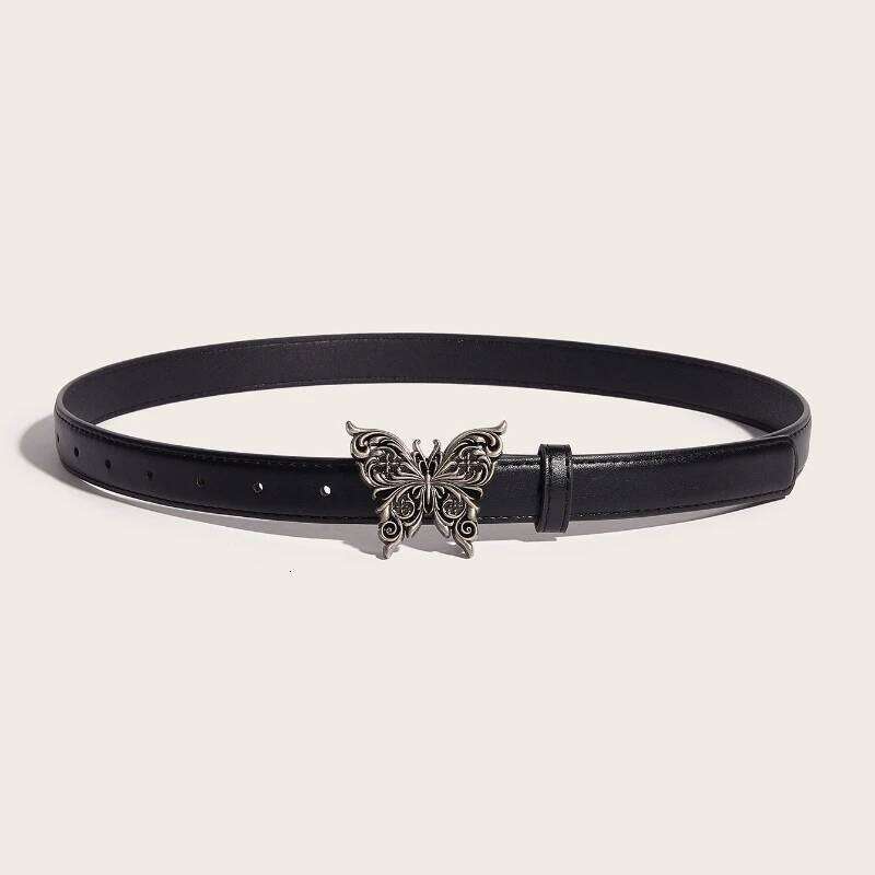 Daily Slim Fit Versatile Women's With Metal Butterfly Buckle Simple And Retro Decoration Fashion Brand Belt Chunjinqiuli
