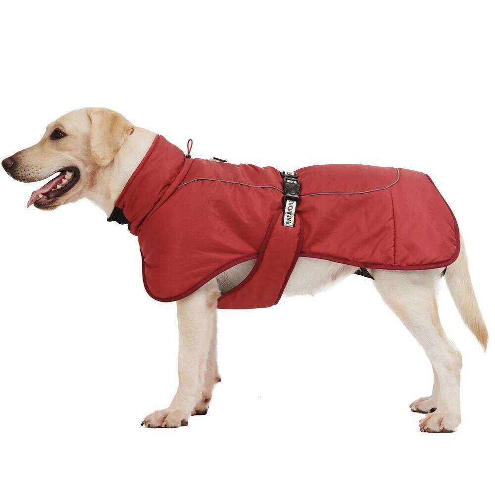 Windproof Big Dog Jacket Coat For Small Large Dogs Clothes with Harness Warm Fleece Reflective Puppy Costume Bulldog Pug Outfits
