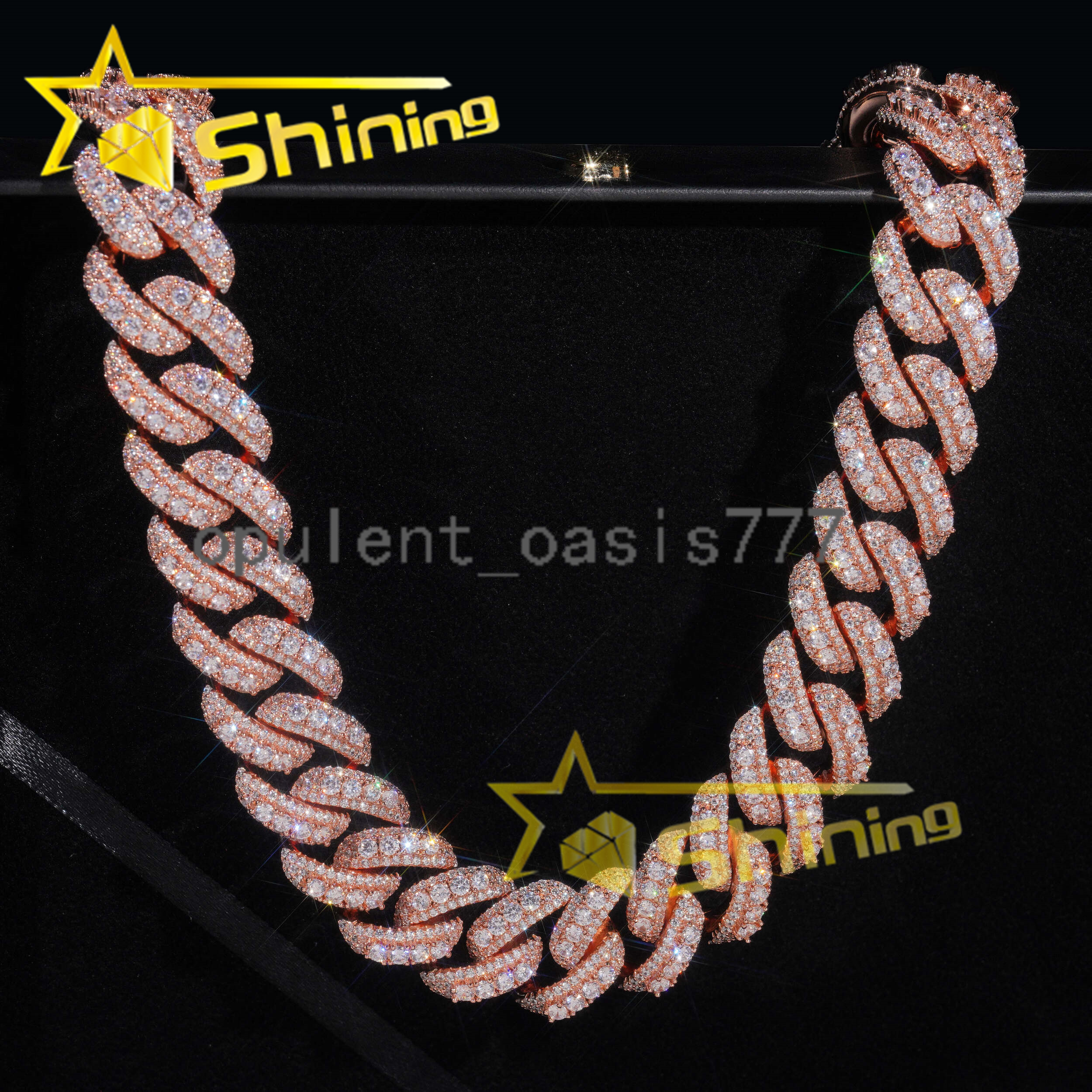 Hot Style Fashion 20mm Cuban Chain Sterling Silver 925 Moissanite Luxury Cuban Link Chain Prong Set Hip Hop Jewelry