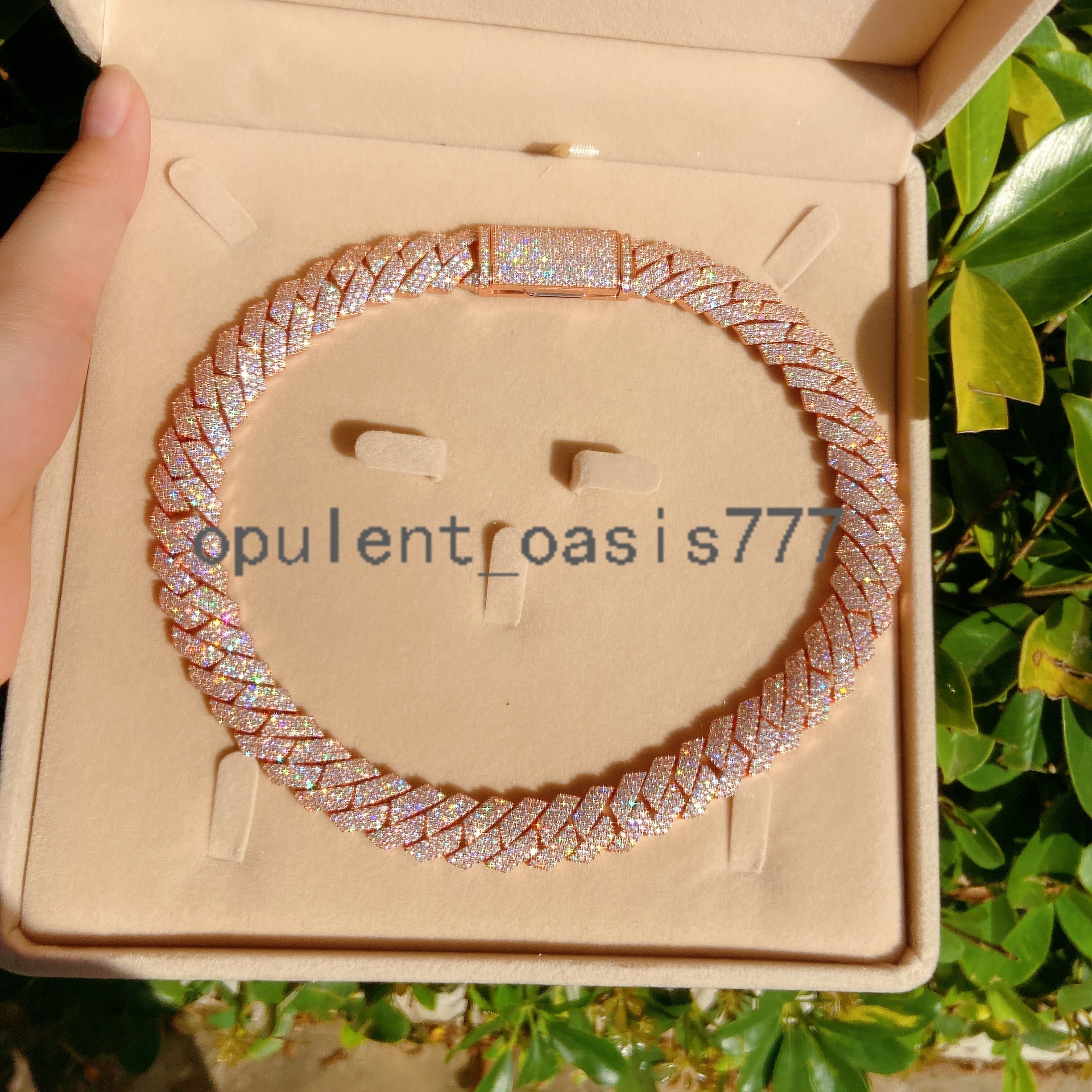 Hot Selling Necklace Silver 925 Iced Out Lab Diamond Vvs Moissanite Hip Hop Jewelry Real Gold Plated Cuban Link Chain