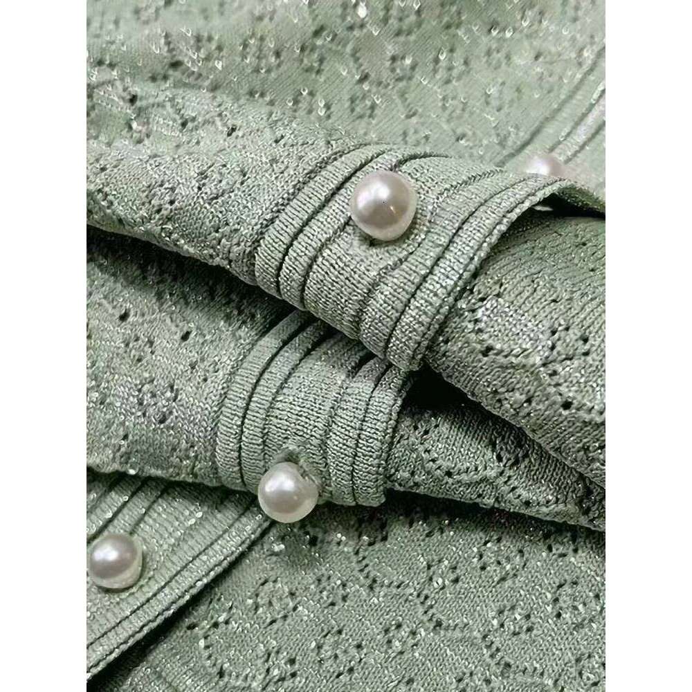 Spring Summer New Fashion Temperament Knit Long Dress Women Elegant Pearl Button O-Neck Short Sleeve Slim Robe Ladies Mdng260330