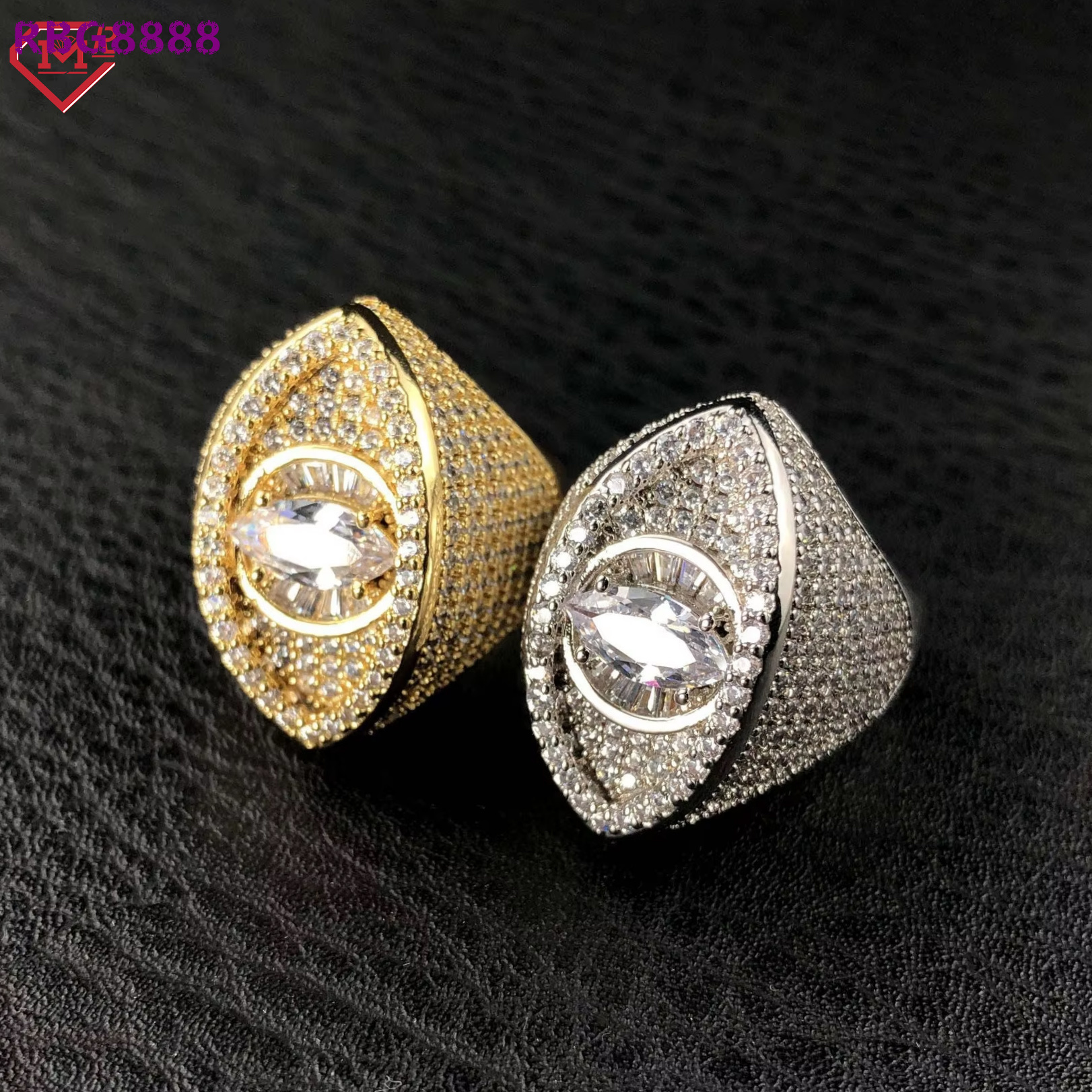 Rapper Moissanite Ring Men One Eye Hip Hop Pass Diamond Tester 925 Sterling Silver Vvs Moissanite Ring