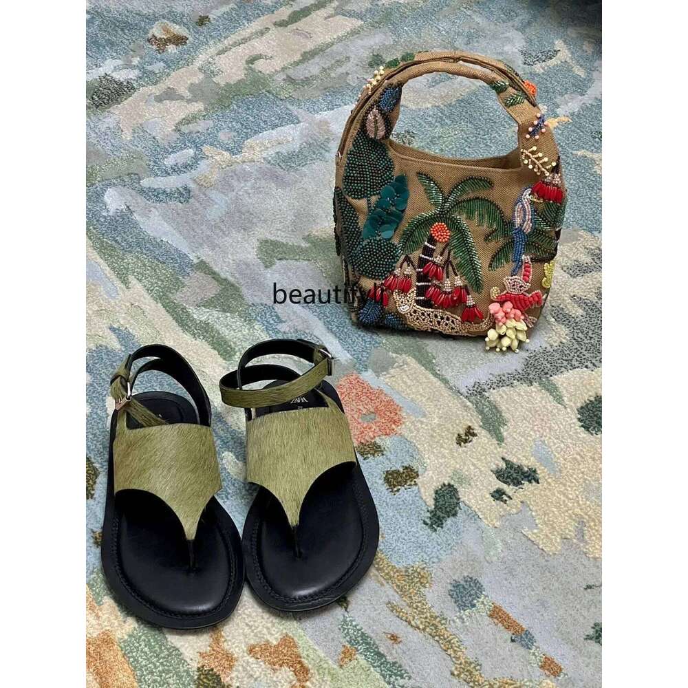 Chinese Embroidery Spanish Niche Chain Portable Messenger Women's Underarm Beaded Design Canvas Bucket Bag