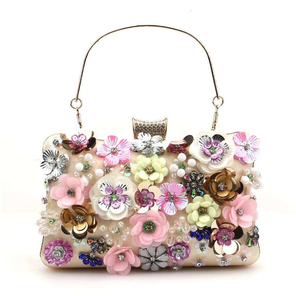 Chinese Embroidery Fashion Women Flower Diamonds Embroidery Small Clutch Luxury Lady Handbags Evening Bags New Arrival Chain Shoulder Purse Clutch Bag