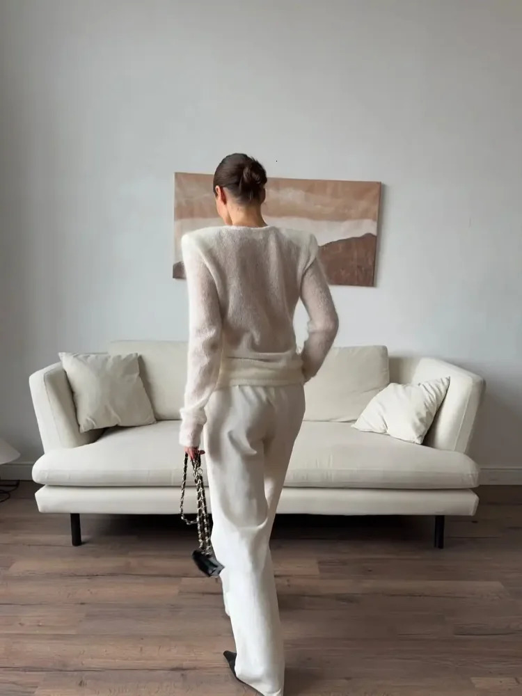 Women Solid See Through Knitted Pullover Sexy Round Neck Full Sleeve Slim Fit Thin Sweater Female High Street Knitwears 260325