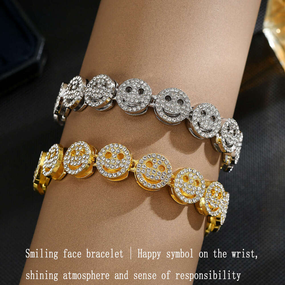 Anklet Designer Chic Streetwear Golden Face Emoticon with Glittering Rhinestones for Music Festival and Party Jewellery Gift High Quality Texture