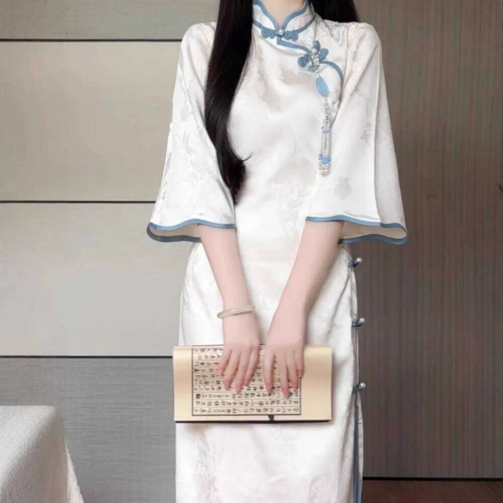 Cheongsams Chinese Traditional Girls Dress For Women Clothing Fashion Clothes Streetwear Ethnic Style Qipao Vintage MAKOUFEI