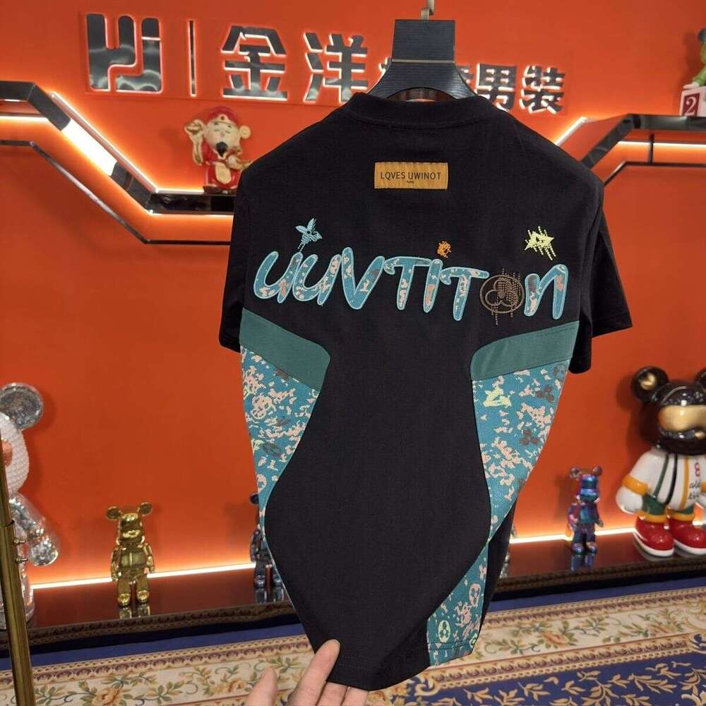 Men's New Luxury Short-Sleeve Casual Trendy 2026 Top Summer Fashion Versatile Round-Neck Embroidered T-Shirt Asia Size