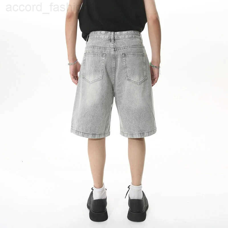 Men Designer Brand Casual Shorts Male Baggy Streetwear Knee Lenght Denim Short Pants Summer Fashion Daily Wide Leg Short Jeans H260330