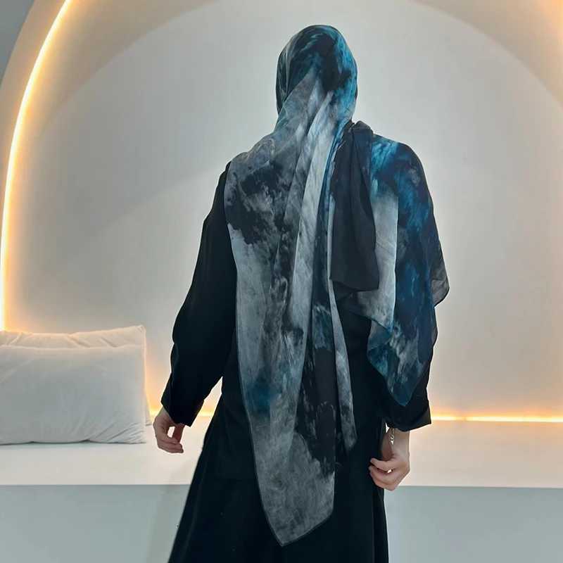 Watercolor Print Hijab Muslim Marble scarf Soft Breathable Sun Protection Lightweight Summer beach Wrap for Wen X260328