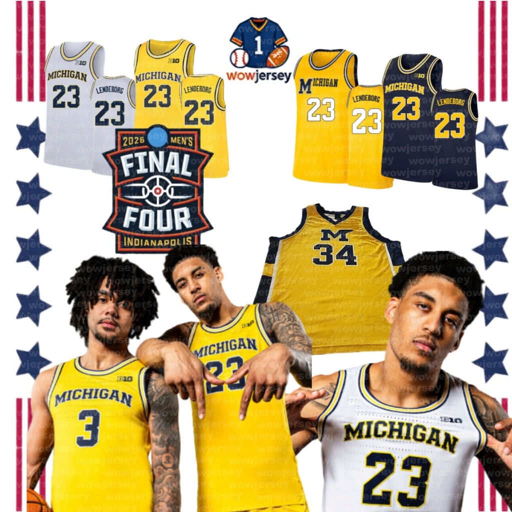 2026 Final Four MichiganS Wolverine Basketball Jersey Yaxel Lendeborg Elliot Cadeau Nimari Burnett Roddy Gayle Jr. Morez Johnson Jr. Aday Mara Oscar Goodman