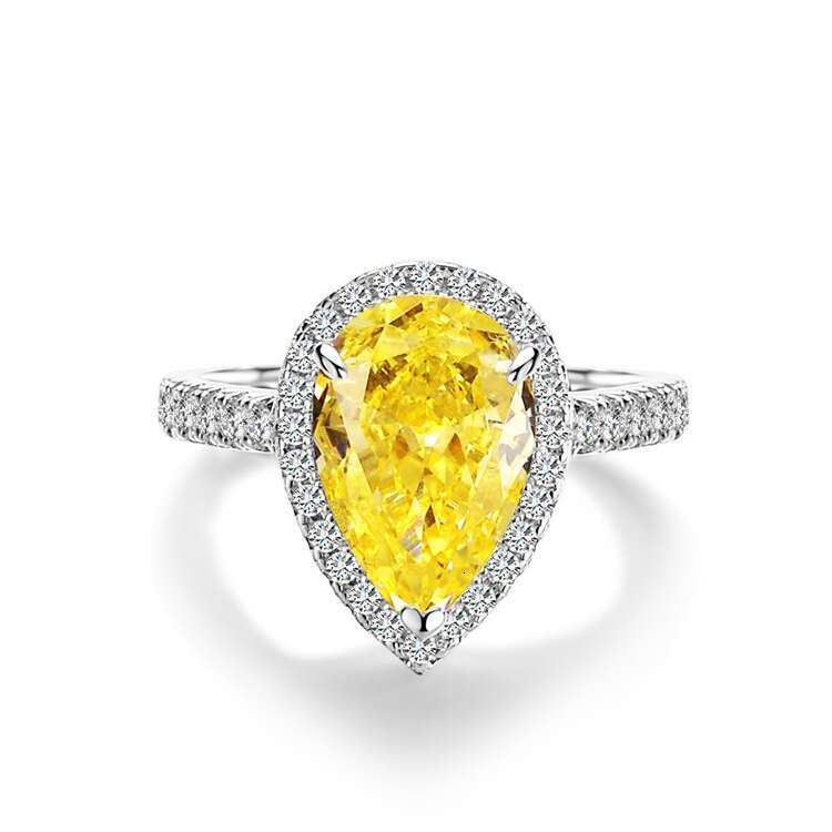 Ring Designer Exquisite Flower Shaped Zircon Ring For Women High Carbon Diamond Radiant Ice Cut Zircon Wood Color Style Pure Silver Emerald Ring Luxur