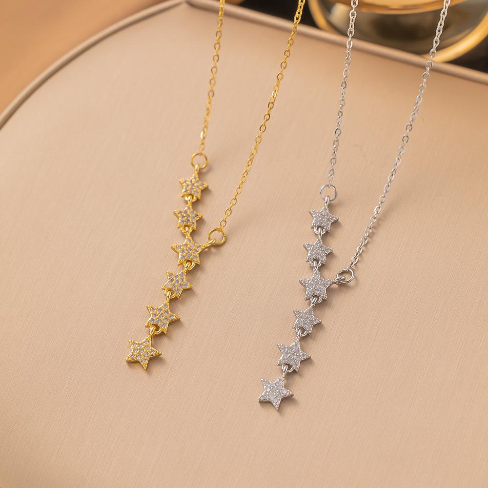 Yicen Brilliant Star Necklace For Women, Elegant Collarbone Chain, Niche High-End Fashion Trend, Hot Fashionable Women's Accessories Item, Light 