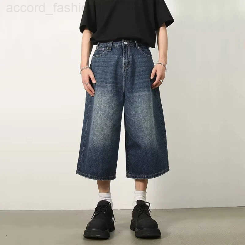 Vintage Y2k Baggy Denim Shorts Wide Leg Pants For WomenMen Fashion High Waisted Wash Knee Length Jeans Shorts Oversize Pants H260330