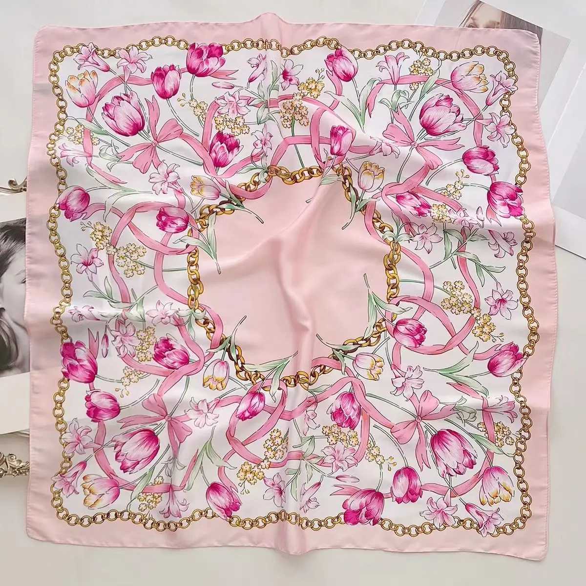 Chain Tip Scarf Lightweight Silk Like for Modern Ladies Off Party Neck Hair Bandana Bag Accessory Trendy Wen Scarf X260328