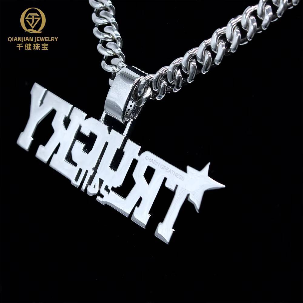Custom 925 Sterling Silver Moissanite Diamond Necklace with 18K Gold Plated Pendant Hiphop Style for Men