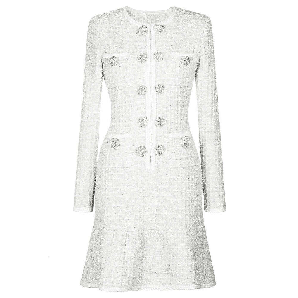 Spring and Autumn X21 New Designer High Quality Knitted Round Neck Wool Slimming Long Sleeve Women's Dress