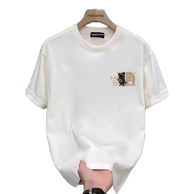 Luxury Brand Designer Clothes Solid Color Men's T-Shirt, New Summer Style, High-End Trendy Printed Tee, American Light Luxury Pure Cotton Fashion