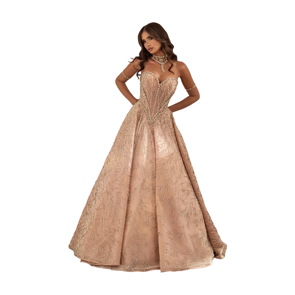 Elegant Evening Dresses Appliques Beads Sexy Sweetheart A-Line Lace-Up Back Prom Dress Sweep Train Vestido De Noite Customized