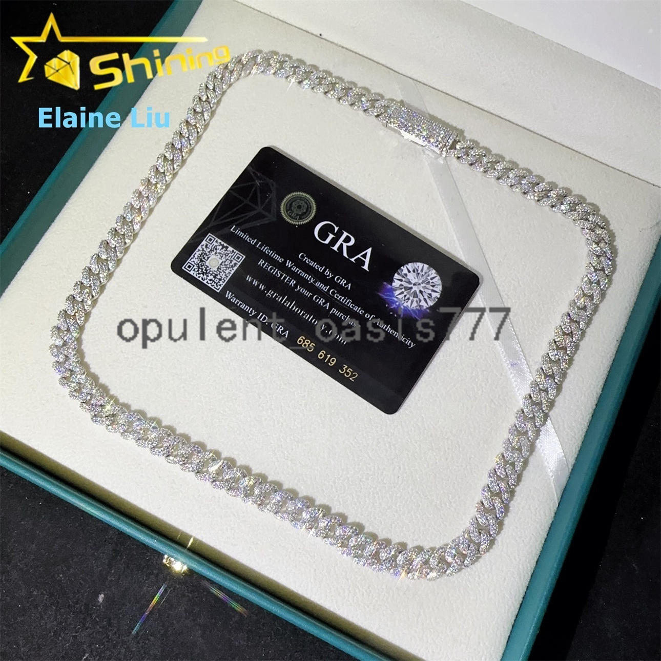 8MM Iced Out Custom 925 Sterling Silver Moissanite Hip Hop Fine Jewelry Diamond Miami Cuban Link Chain Necklace