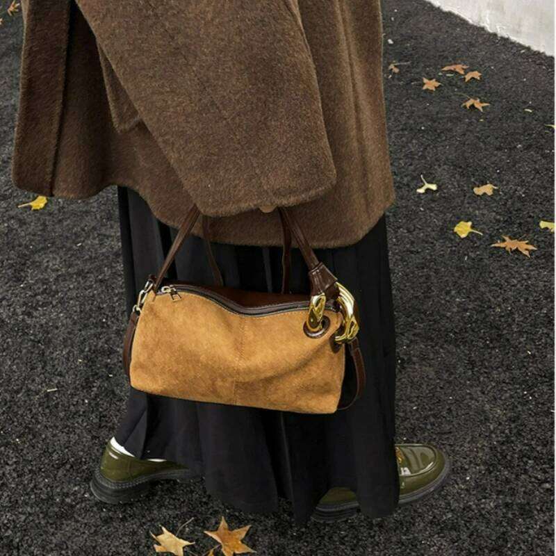 New Fashion Maillard Simple Texture Crossbody Women Retro Handle Casual And Versatile Pillow Bag High Quality QIBALIANGPIN
