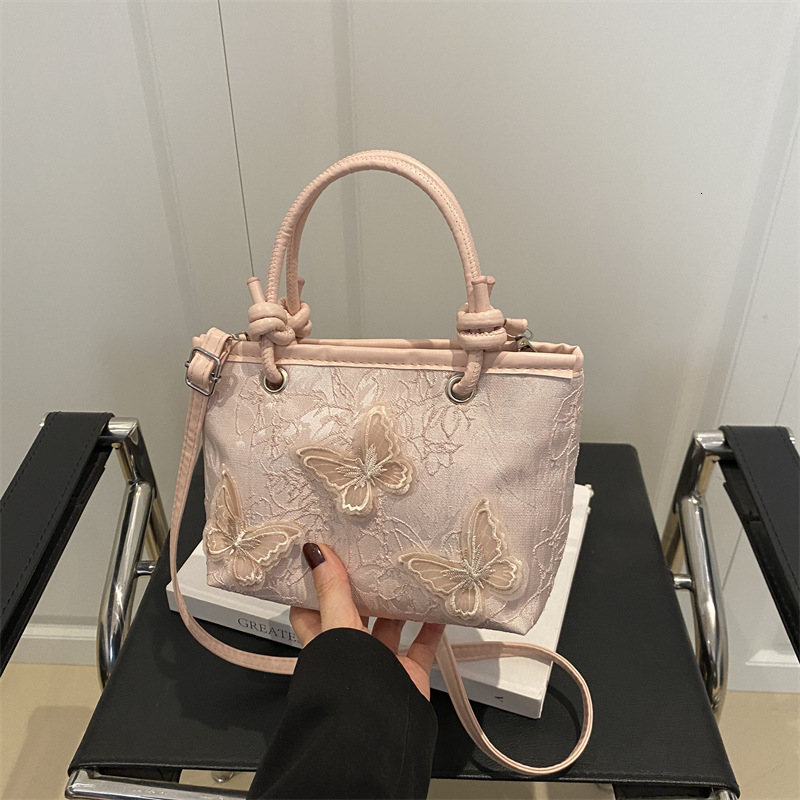 Free Shipping High Value Mini Tote Bag for Women Lace Butterfly Embellished Handbag