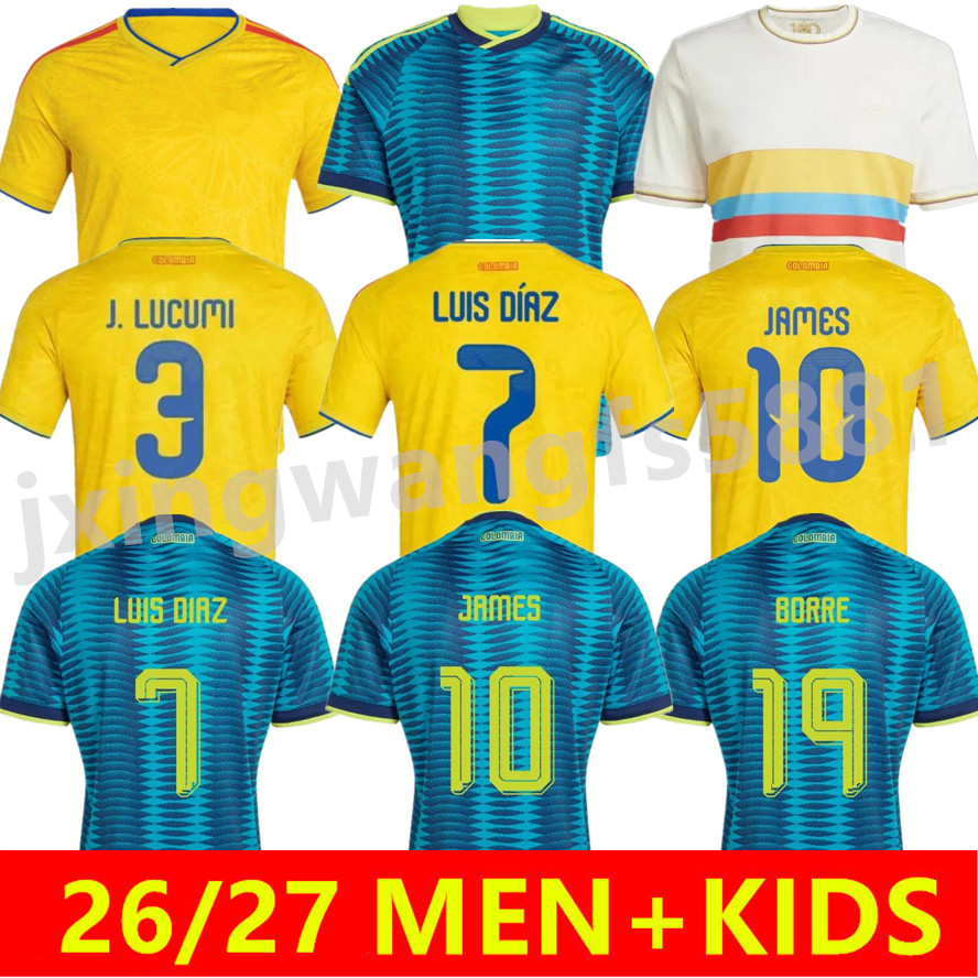 2026 ColOMbiA JAMES Soccer Jerseys CoLUmBIa National Team Football Shirt Home Away Set Camisetas 25 26 Copa America D.VALOYES ARANGO C. CHUCHO CUADRADO
