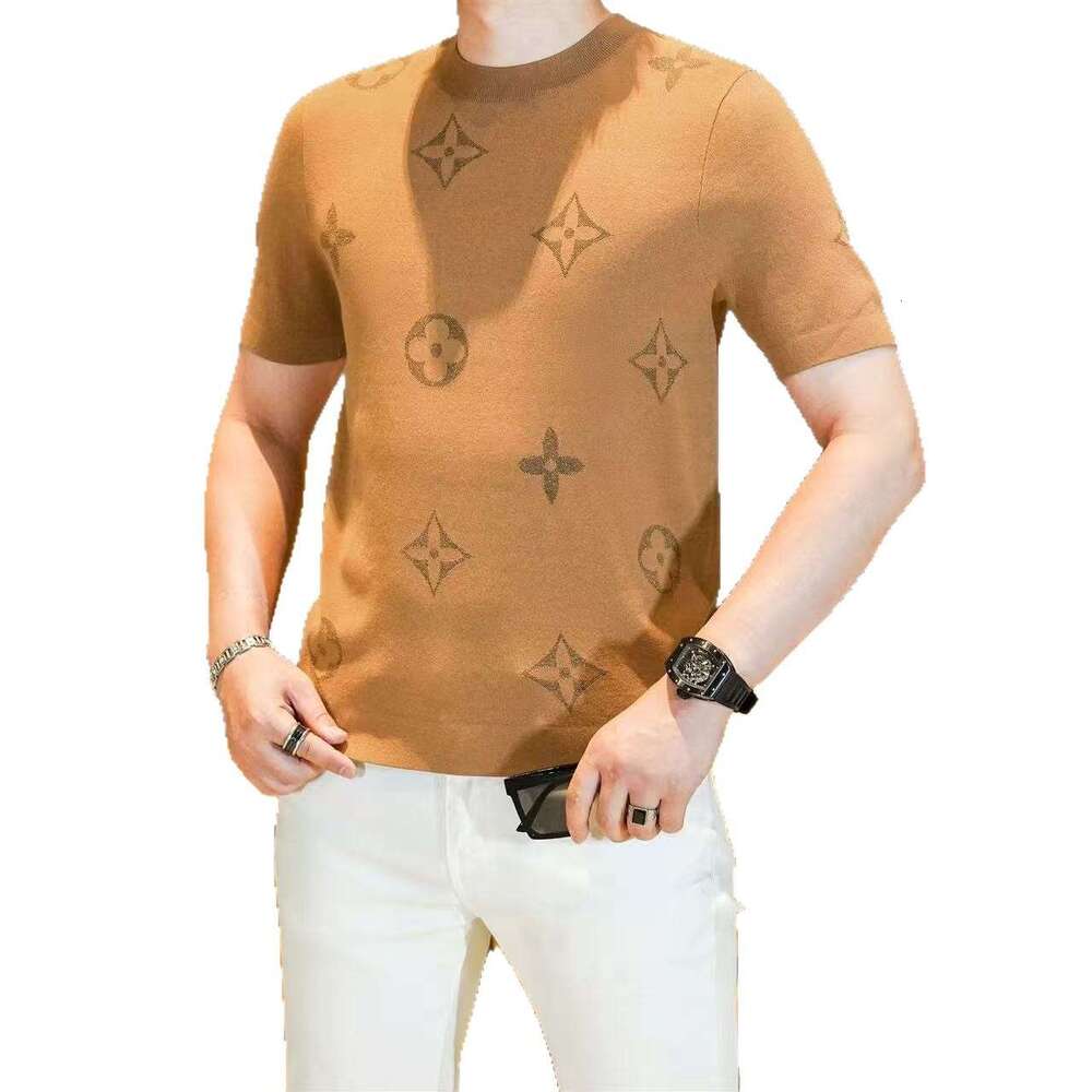 2026 New Trendy Brand T-Shirt Round Neck Fashionable Print Slim Fit Versatile Casual Korean Style Short Sleeve Mens T-Shirt