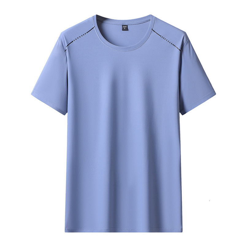 Nylon ice-feel short-sleeve for men, summer thin loose fit, large size, casual sports, double-open outdoor ice silk T-shirt