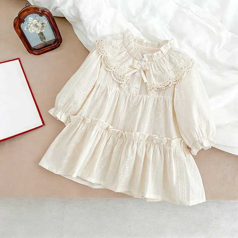 New Baby Girls Dress Girls Sweet Girl Dress Ruffle Trim Party Princess Dress Lace Collar Going Out Casual Dresses Little ClothesT260330