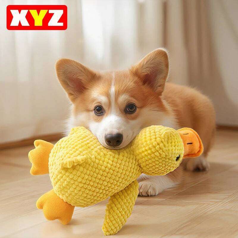Plush Dog Calming Companion Sleeping Duck Toys Durable Squeaky for Puppy Teeth Cleaning Chew Pet Toy