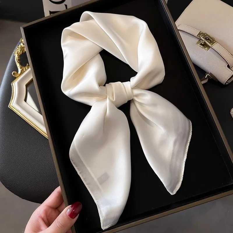 70cm Solid Neckerchief Hijab Scarf For Wen Silk Satin band Hair Scarves Fem Square Shawls Scarfs For Ladies X2603281