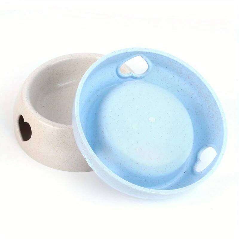 Large-sized Heart-shaped Hollow Plastic Dog Cat Feeding and Watering Single High-quality Pet Bowl 26W0330
