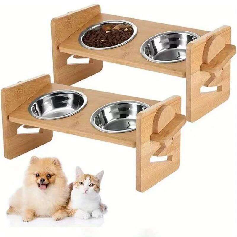 1 Set Of 4 Racks, Elevated Dog Cat Bowl Rack, Pet Feeding, 4-speed Adjustable Height 26W0330