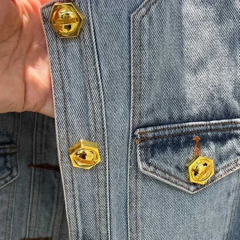 2024 New Denim Jacket for Women Slim Single Breasted Long Sleeve Short Outerwear Coat Denim Jacket Women Coat CoatsT260328