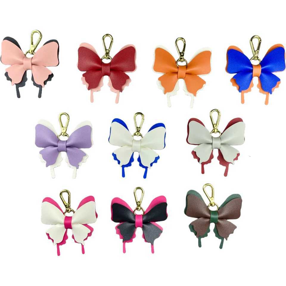 Elegant Leather Butterfly Charm for Bag PU Detachable Keyring Accessory Color-matching Creative Fashion 3D Z260330