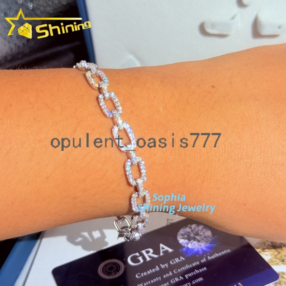 New Arrivals S925 Solid Silver Hip Hop Jewelry VVS1 Moissanite Iced Out GRA Certificate Infinity France Bracelet Men Women