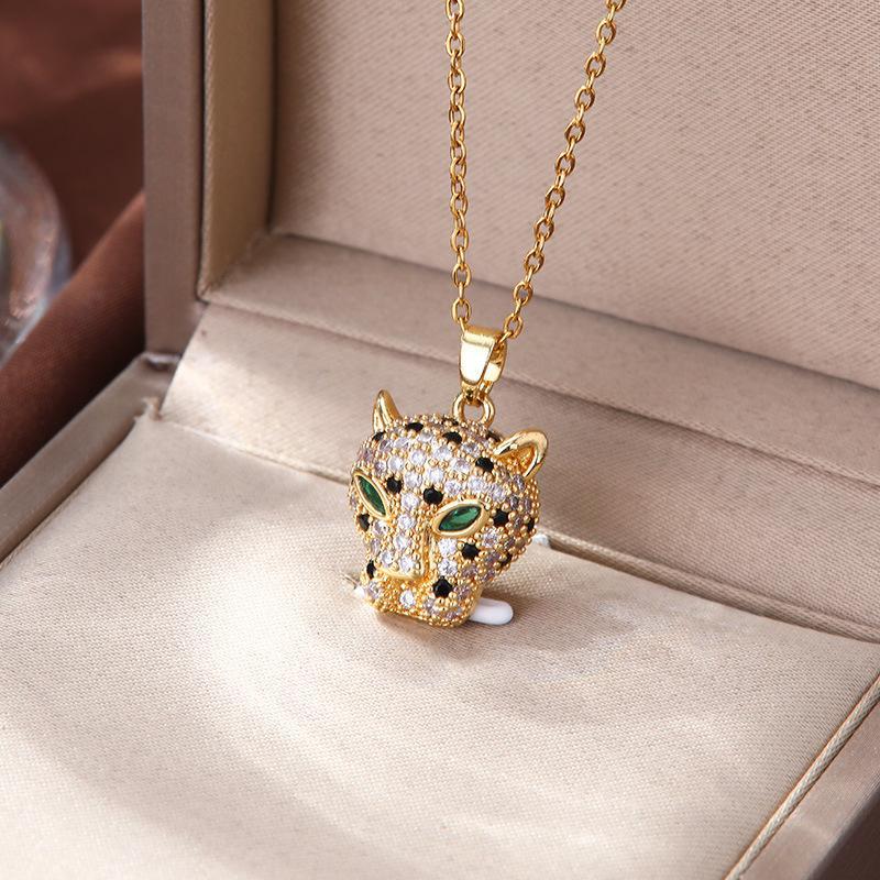 Stainless Steel Designer Necklace for Women Exquisite Cubic Zirconia Leopard Animal Necklace Female Jewelry Gift Panther Necklace Whoelsales Drop Ship