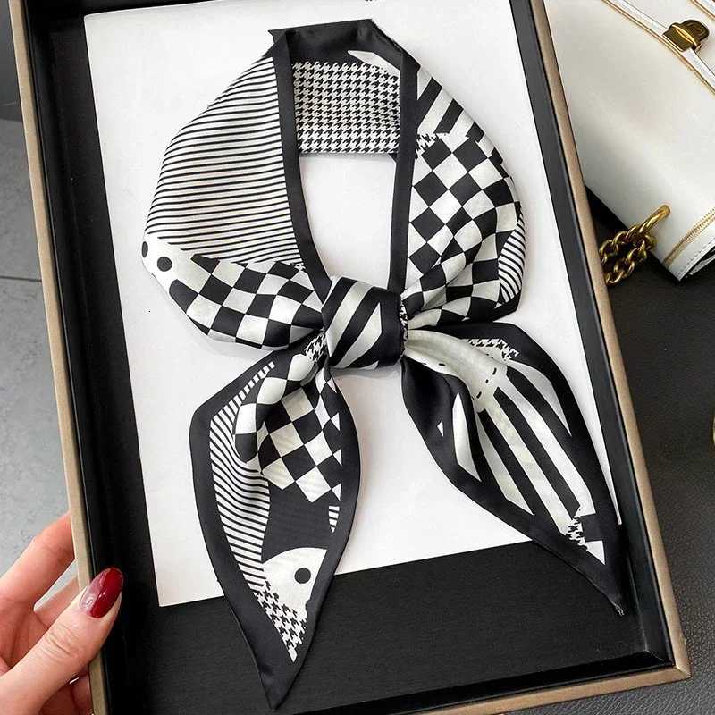 Fashion Print Hair Ribbon Scarf Wen Neck Tie Bag Scarfs Satin Silk Skinny scarves Ladies Foard Floral Bands 2024 New X260328