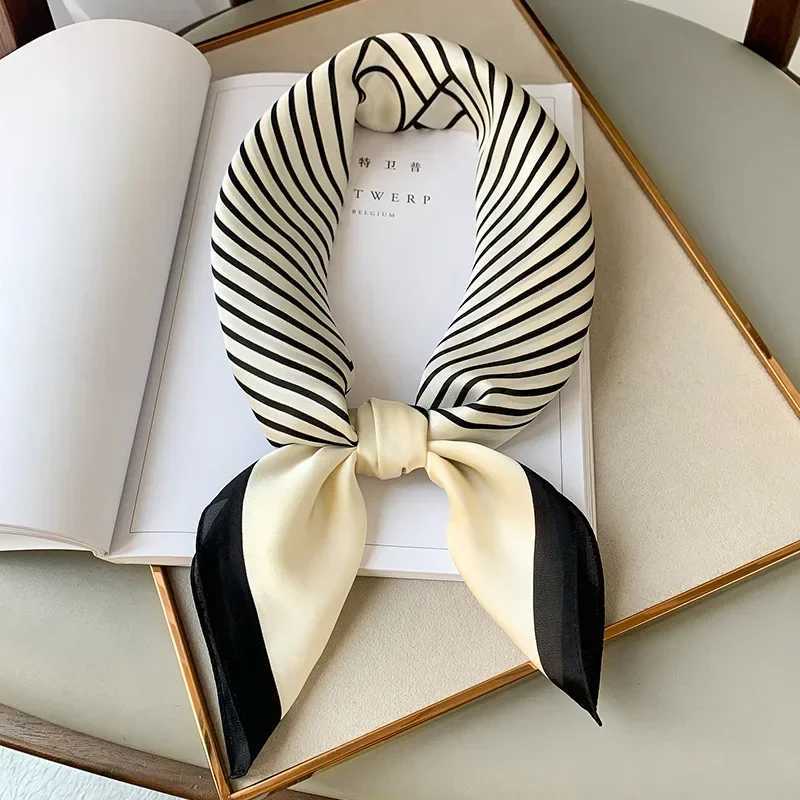 Luxury Brand Silk Square Plaid Scarf Wen Satin Neck Hair Tie Band Soft work neckerchife 2024 NEW Hijab Fem Foard X260328