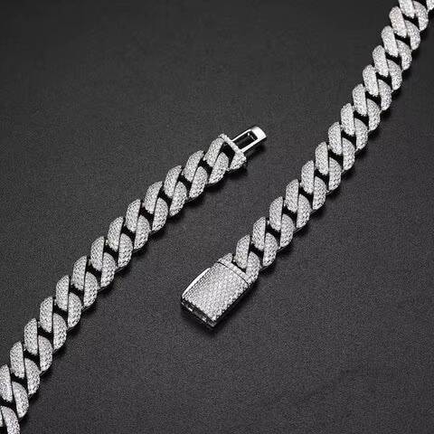 925 Silver Moissanite Luxury Cuban Chain Vintage Style Womens Necklaces for Gift Anniversary Wedding Party Engagement