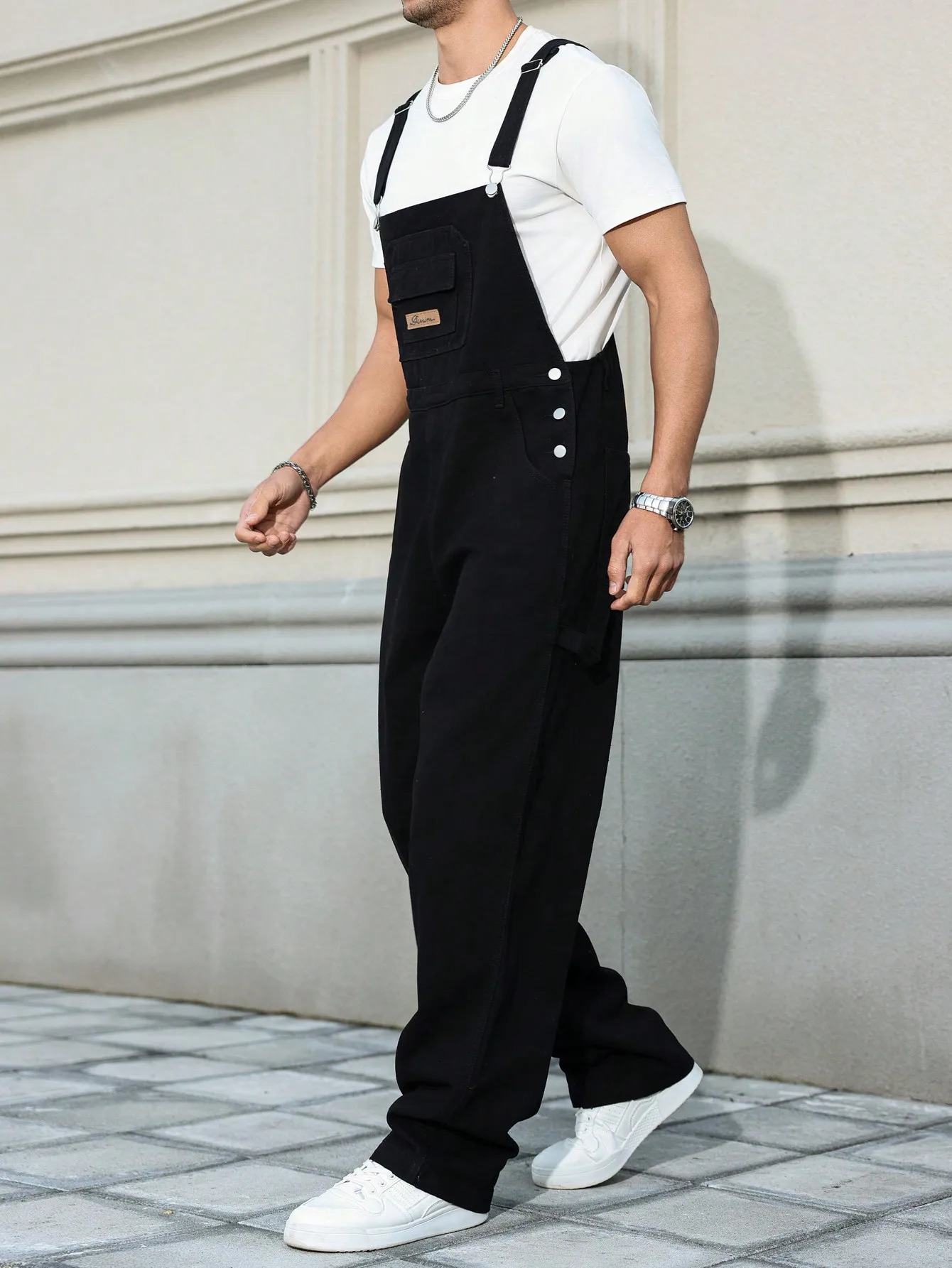 Mens Four - Season Black Denim Overalls Simple and Casual Style Retro and Daily 260326