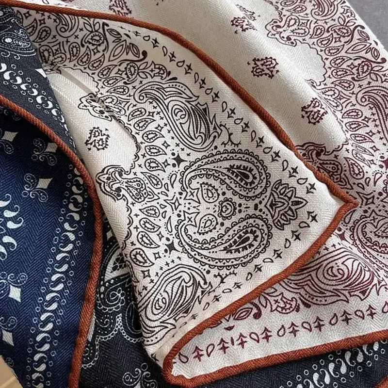 Double-Sided Printed Woolen Silk Scarf for Wen Winter Fashionable Versatile Warmth Conserve Four Grids Cashew Nut Pattern X260328