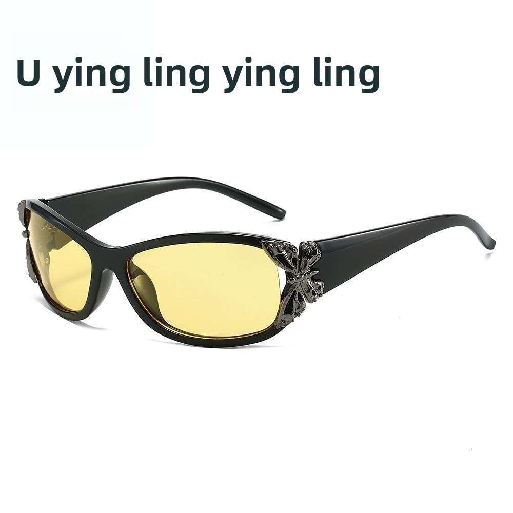 Y2k Butterfly Decoration Men And Women UV Protection Personality Eyewear Fashion Women's Clothing Retro Sunglasses outdoor glasses