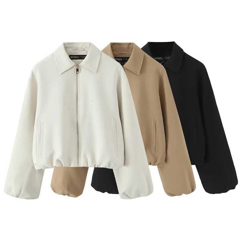 Womens Jacket Fall 2025 New Solid Color Long Sleeve Zipper Puffy Loose Jacket Casual Fashion Simple Versatile PersonlT260328