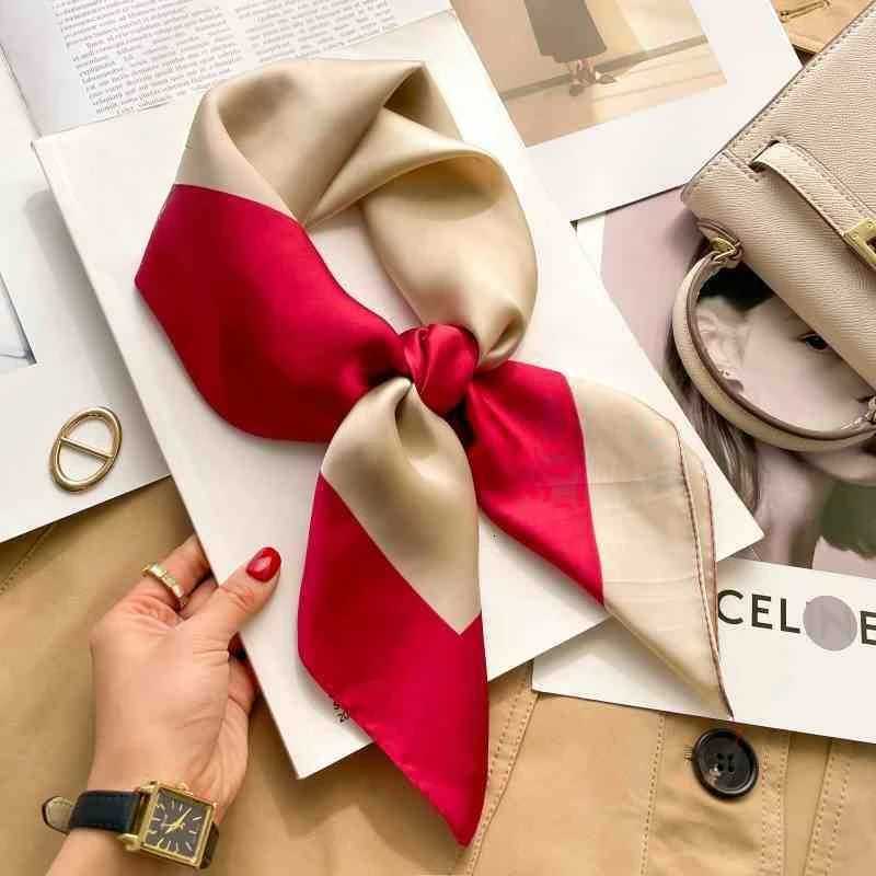 70cm Silk Square Scarf Wen Luxury Floral Print Kerchief Soft Satin Hairband Hand Bag Ribbon Foard Hijab Neckerchief band X2603281