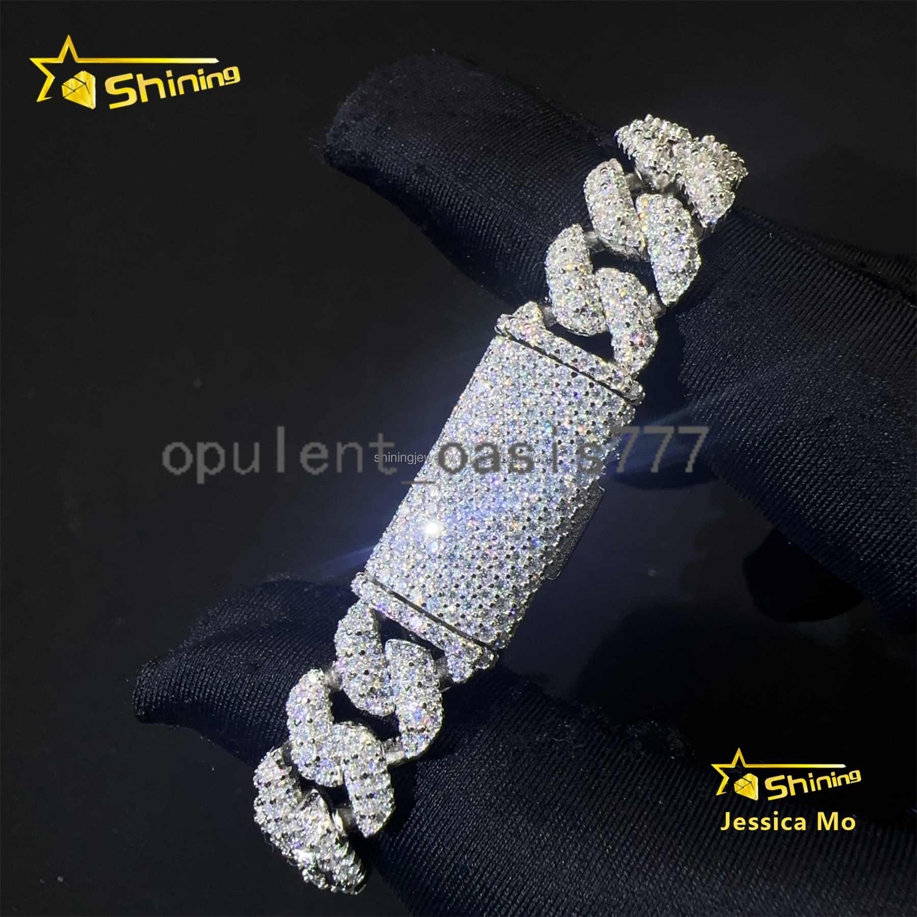 10MM S925 Silver Fine Jewelry Necklace Chain Hip Hop Iced Out Halo Design Miami Moissanite Cuban Link Bracelet