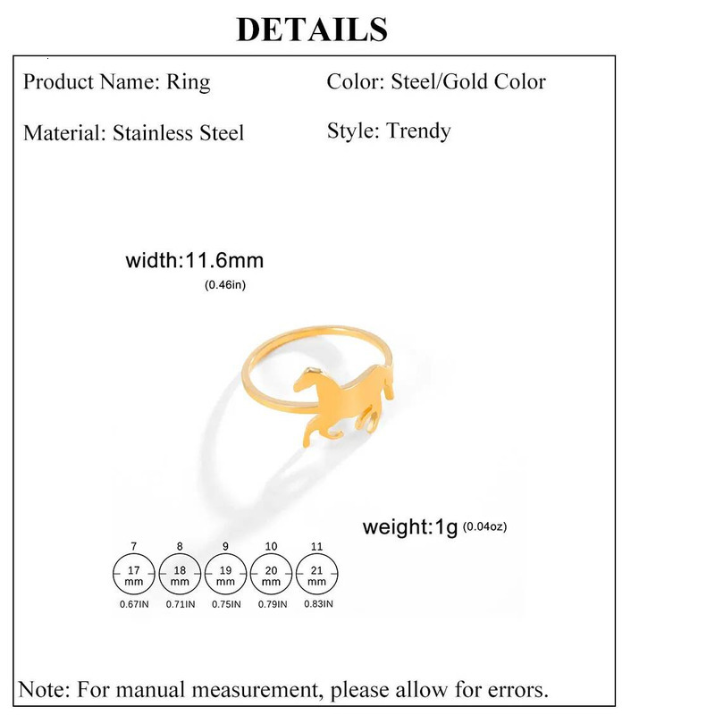 Animal Series Galloping Horse Ring Versatile Stainless Steel Jewelry Couple's Ring Stainless Steel Accessories Rings