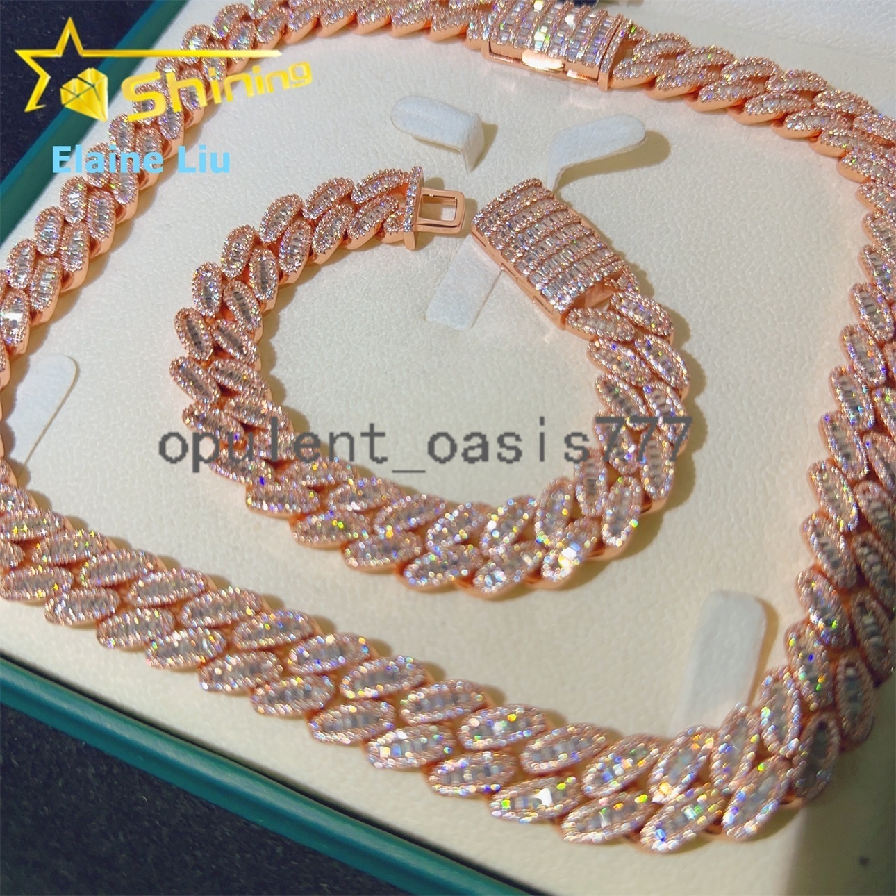 15MM Sterling Silver 925 Moissanite Cuban Miami Cuban Necklace Hip Hop Jewelry VVS Moissanite Cuban Link Chain Necklace